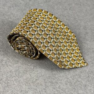 Vintage Garrick Anderson Silk Necktie Gold Geometric USA Made Mens Tie 58x4"